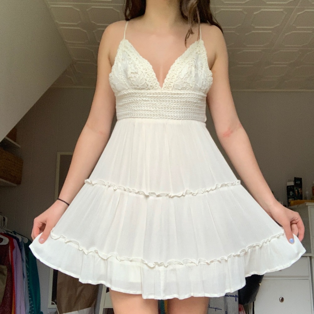 White boho semi formal dress